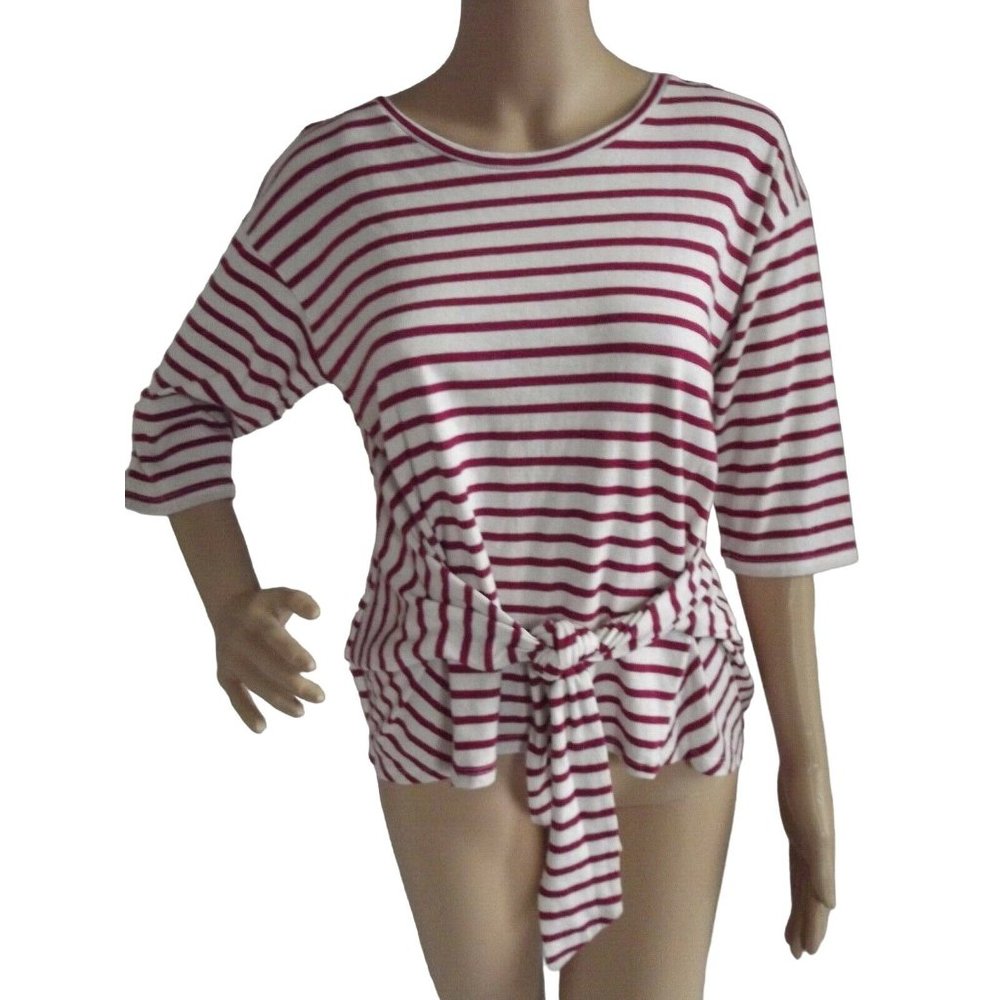 Express Size Small One Eleven Pink Striped Tie Front Tee shirt top (S 4-6)